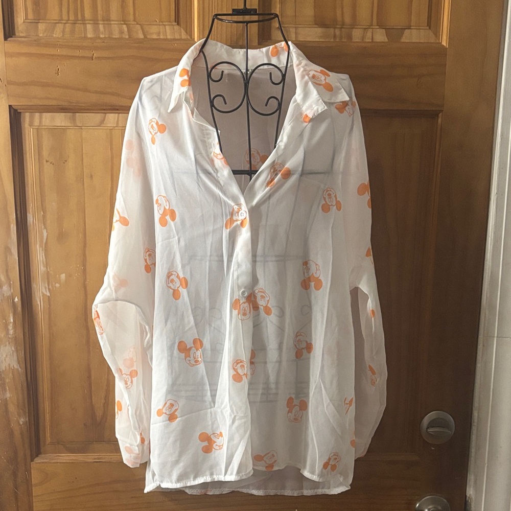 Oversized Orange Mickey Mouse Blouse